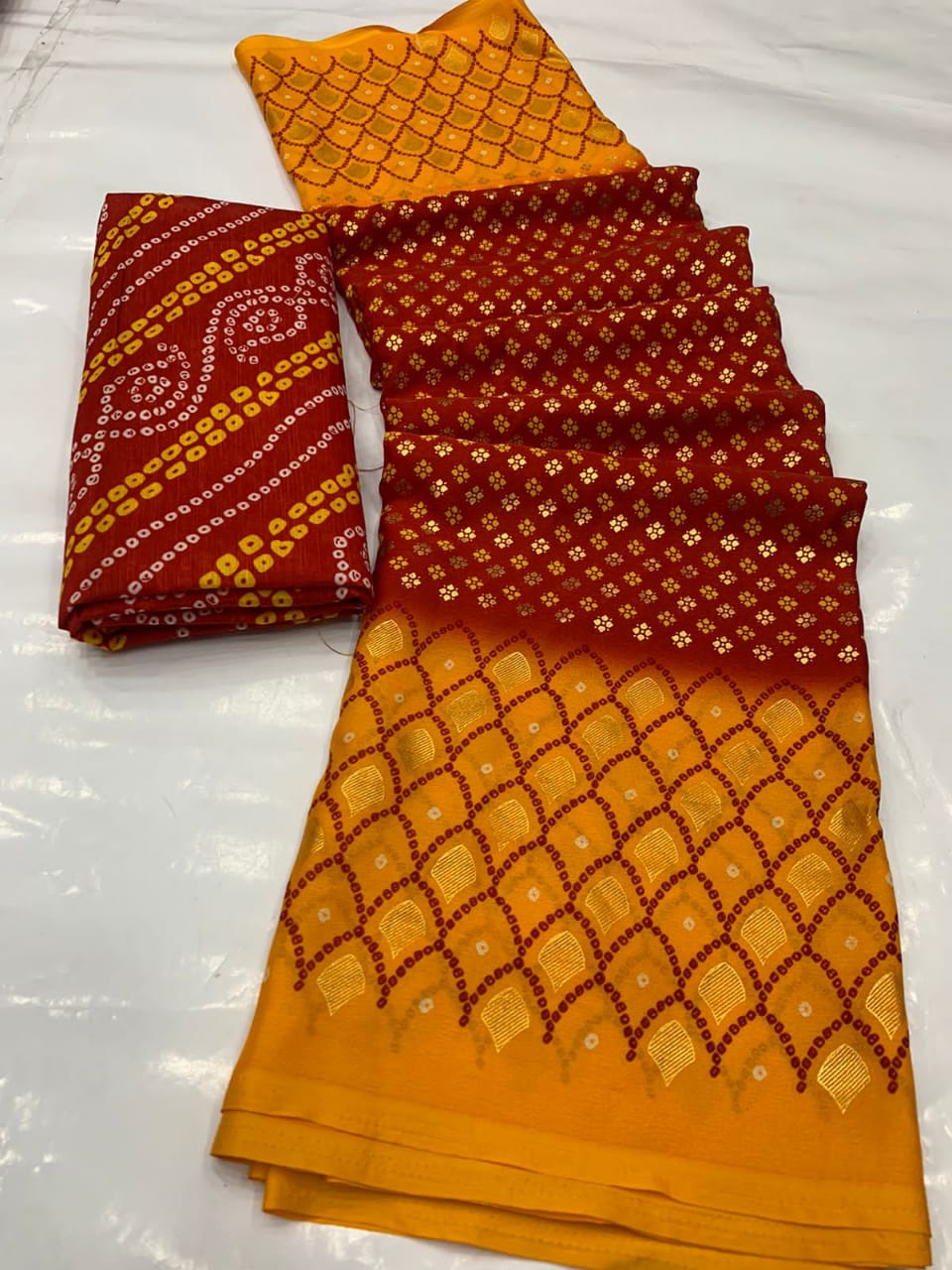 Mahek 72 Designer Bandhani Print Georgette Regular Wear Latest Saree
